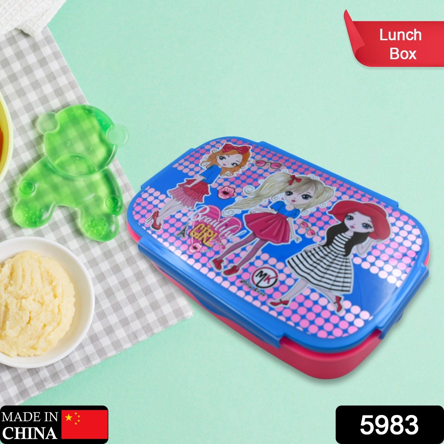 5983 Cartoon Printed Plastic Lunch Box With Inside Small Box  Spoon For Kids Air Tight Lunch Tiffin Box For Girls Boys Food Container Specially Designed For School Going Boys And Girls 5983 Cartoon Printed Plastic Lunch Box With Inside Small Box  Spoon For Kids Air Tight Lunch Tiffin Box For Girls Boys Food Container Specially Designed For School Going Boys And Girls